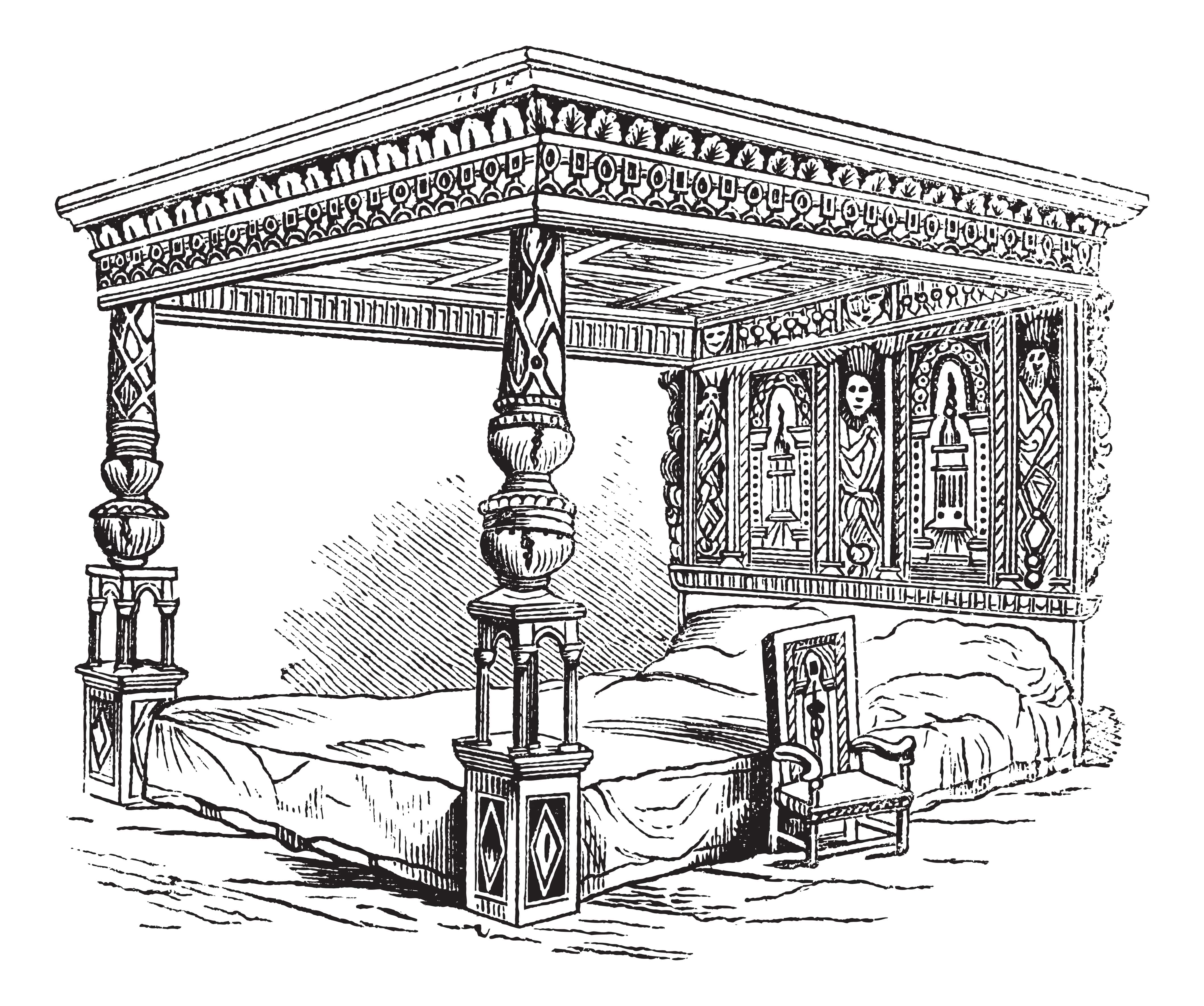 An engraving of the Great Bed of Ware