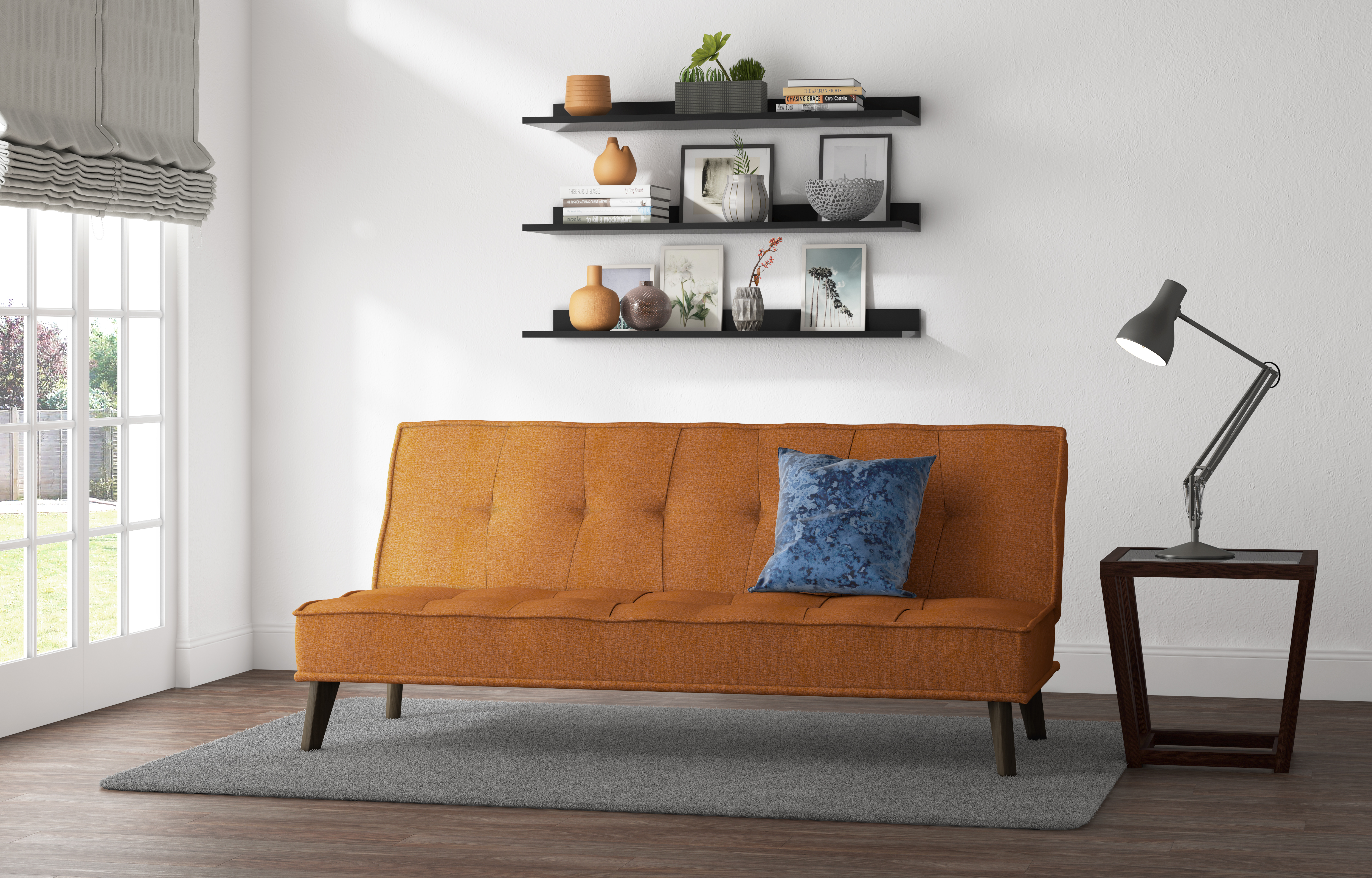 The Cassia 3-seater sofa bed in orange