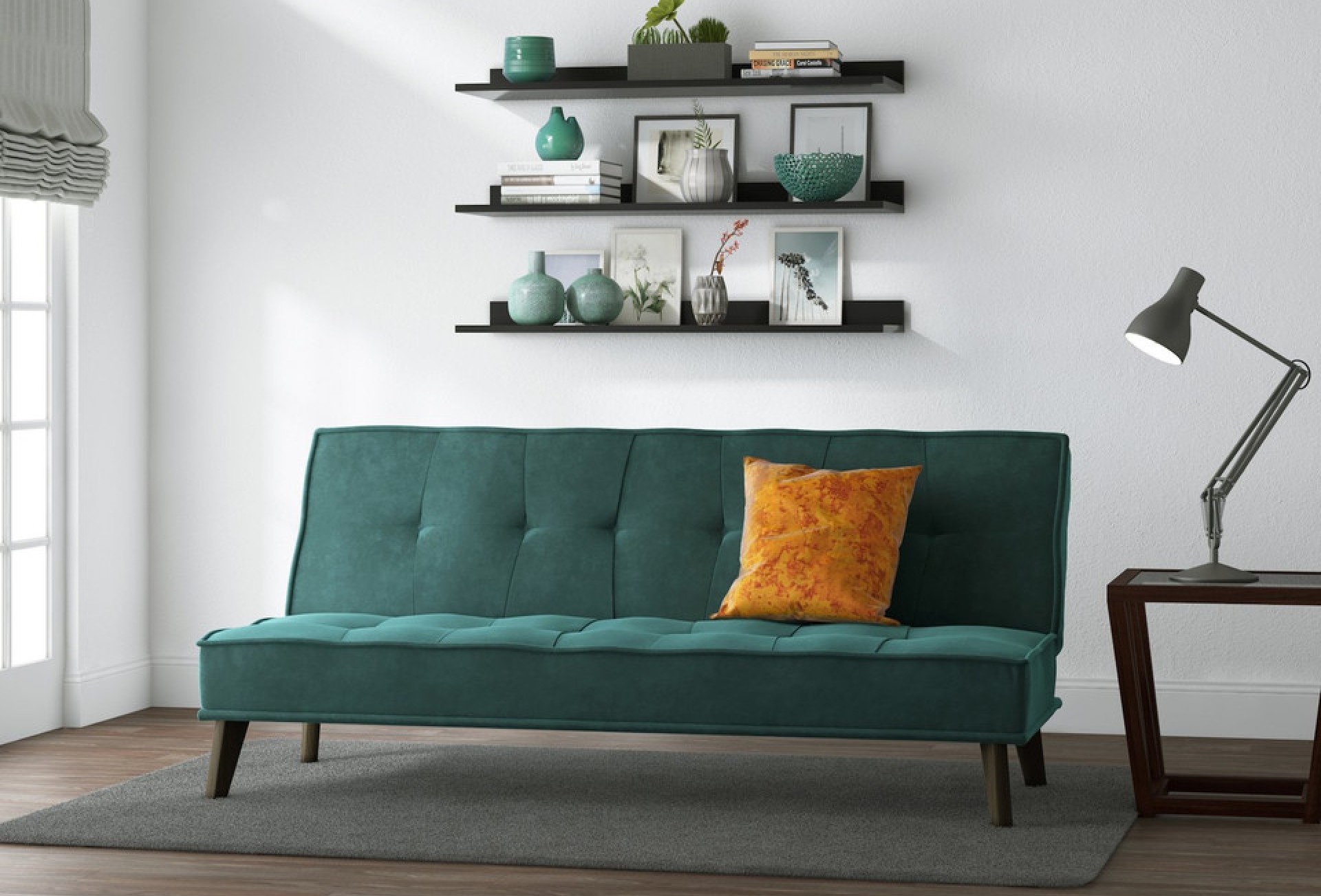 Cassia Black Friday sofa bed in velvet ocean green