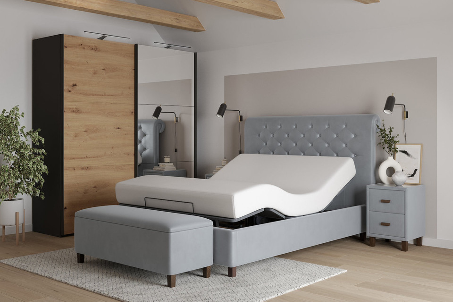 Snooze nightfall adjustable bed frame in Topaz grey
