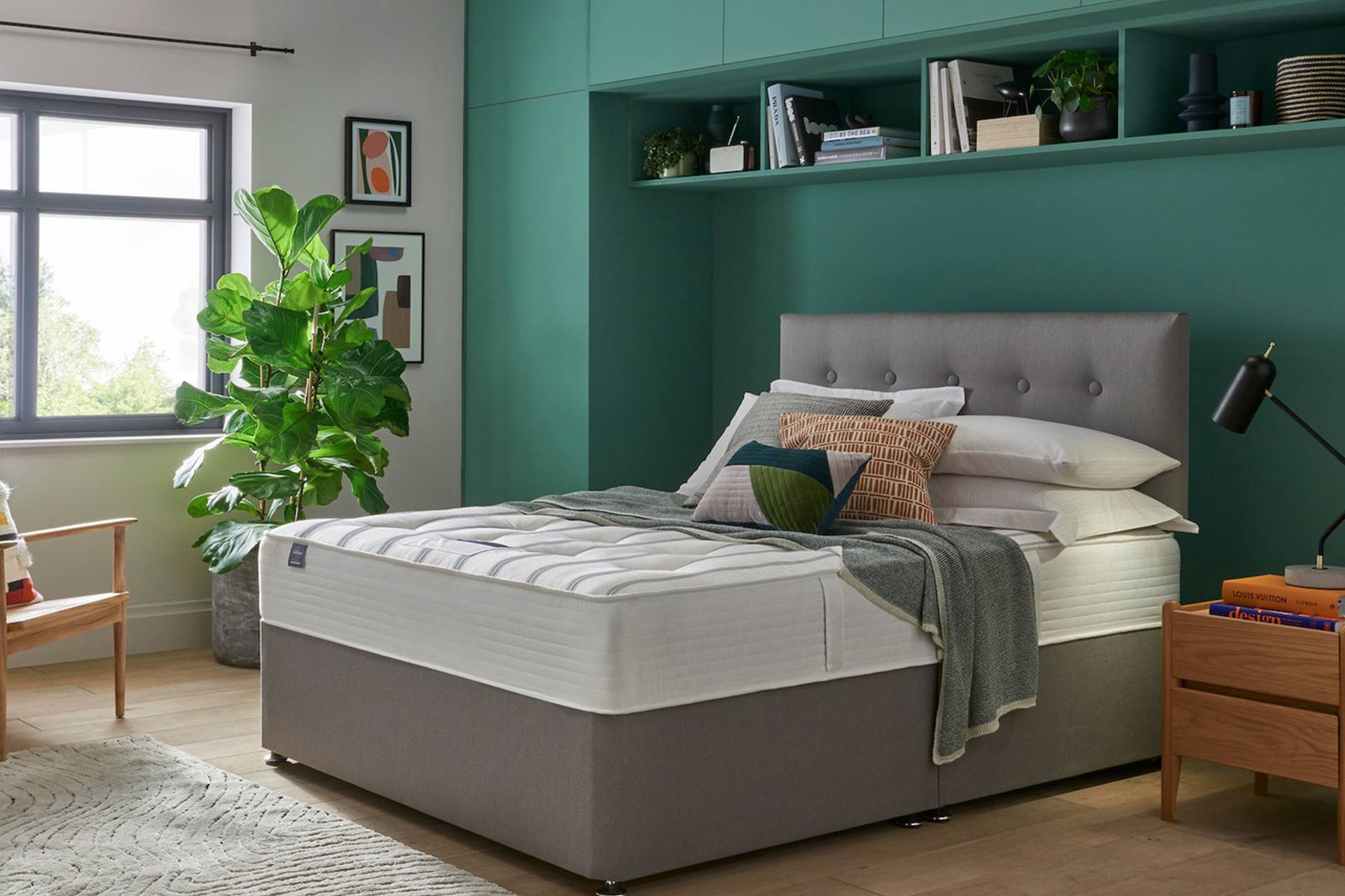Silentnight Supreme Ortho Firm Grey Divan bed and mattress set.