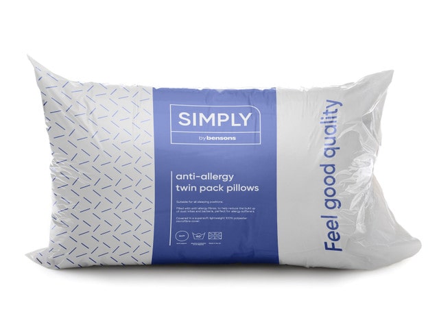 Simply by Bensons Ant-Allergy Twin Pack Pillows
