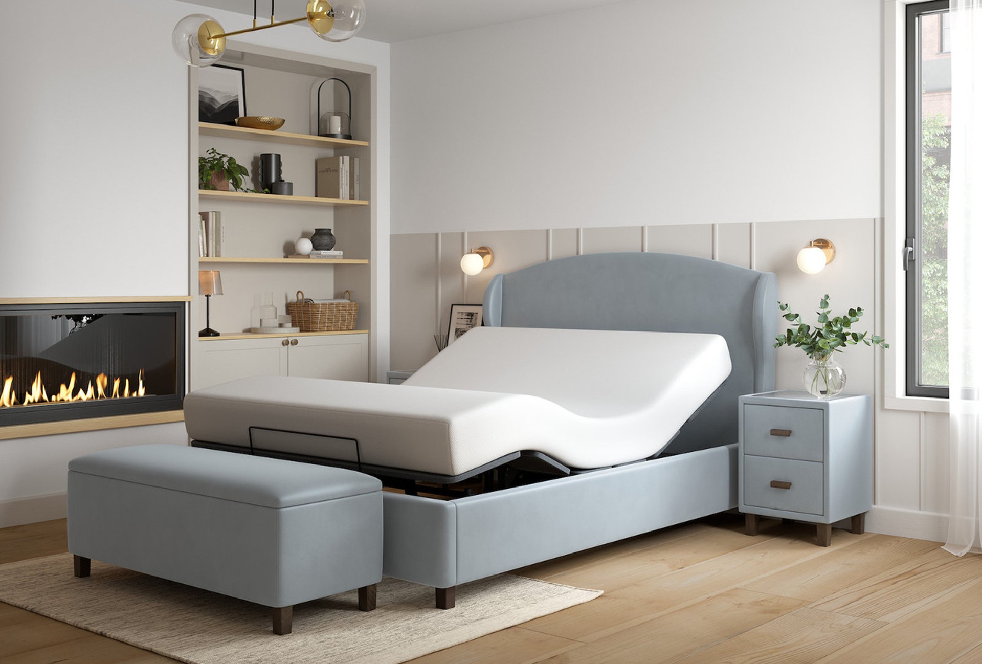 Snooze Sunset adjustable bed frame in opulence platinum